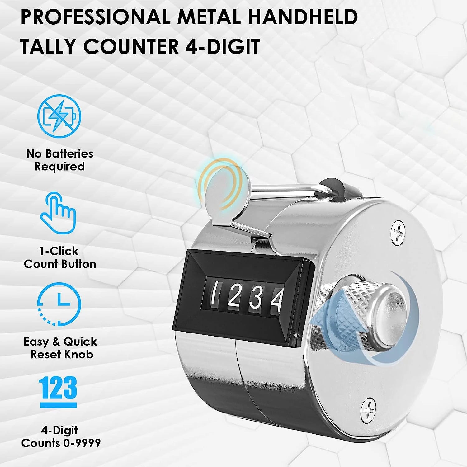 Metal Handheld Tally Counter 4-Digit Number Count Clicker Counter, Hand Mechanical Counters Clickers Pitch Counter for Coachi