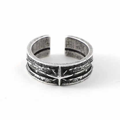 Retro Stary Night Art Ring For Men Silver Color Punk Gothic Adjustable Open Ring Rock Handmade Unisex Jewelry Accessories Gif