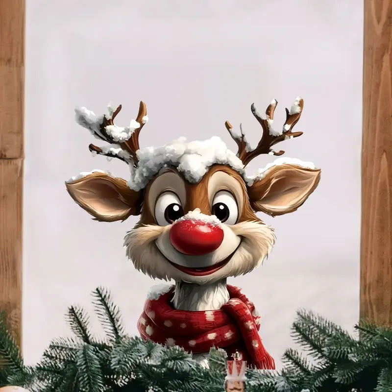1PC Christmas Reindeer Window Stickers Waterproof for Home Decoration Window Glass Door DIY BathRoom Wall Universal Vinyl Dec