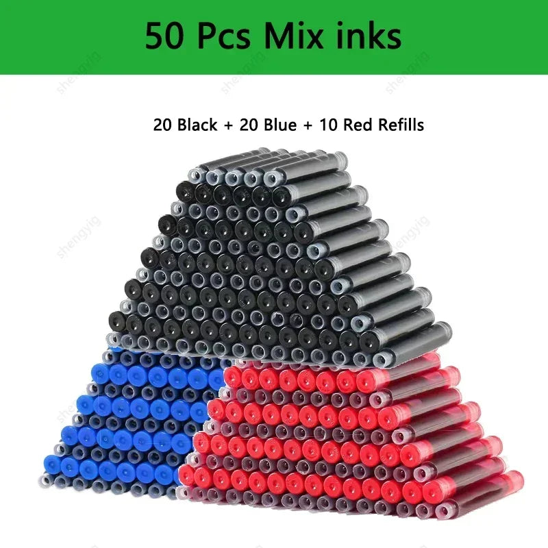53Pcs Fountain Pen Replaceable Ink Set Black/Blue/Red ink EF School Pens Office Supplies Stationery for Writing Calligraphy P