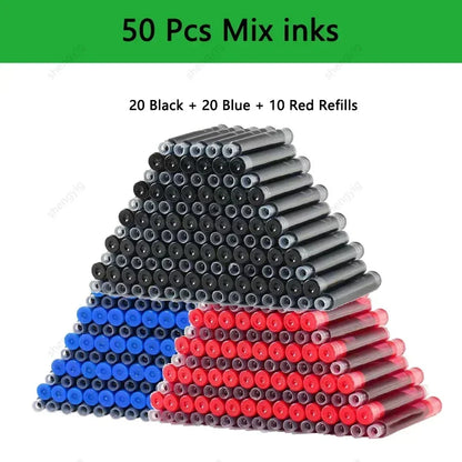53Pcs Fountain Pen Replaceable Ink Set Black/Blue/Red ink EF School Pens Office Supplies Stationery for Writing Calligraphy P