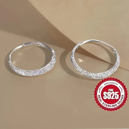 Pure Silvery Earrings For Women Frosted Sparkling Starry Circle Earrings Valentine's Mother's Jewelry Gifts - NS1409