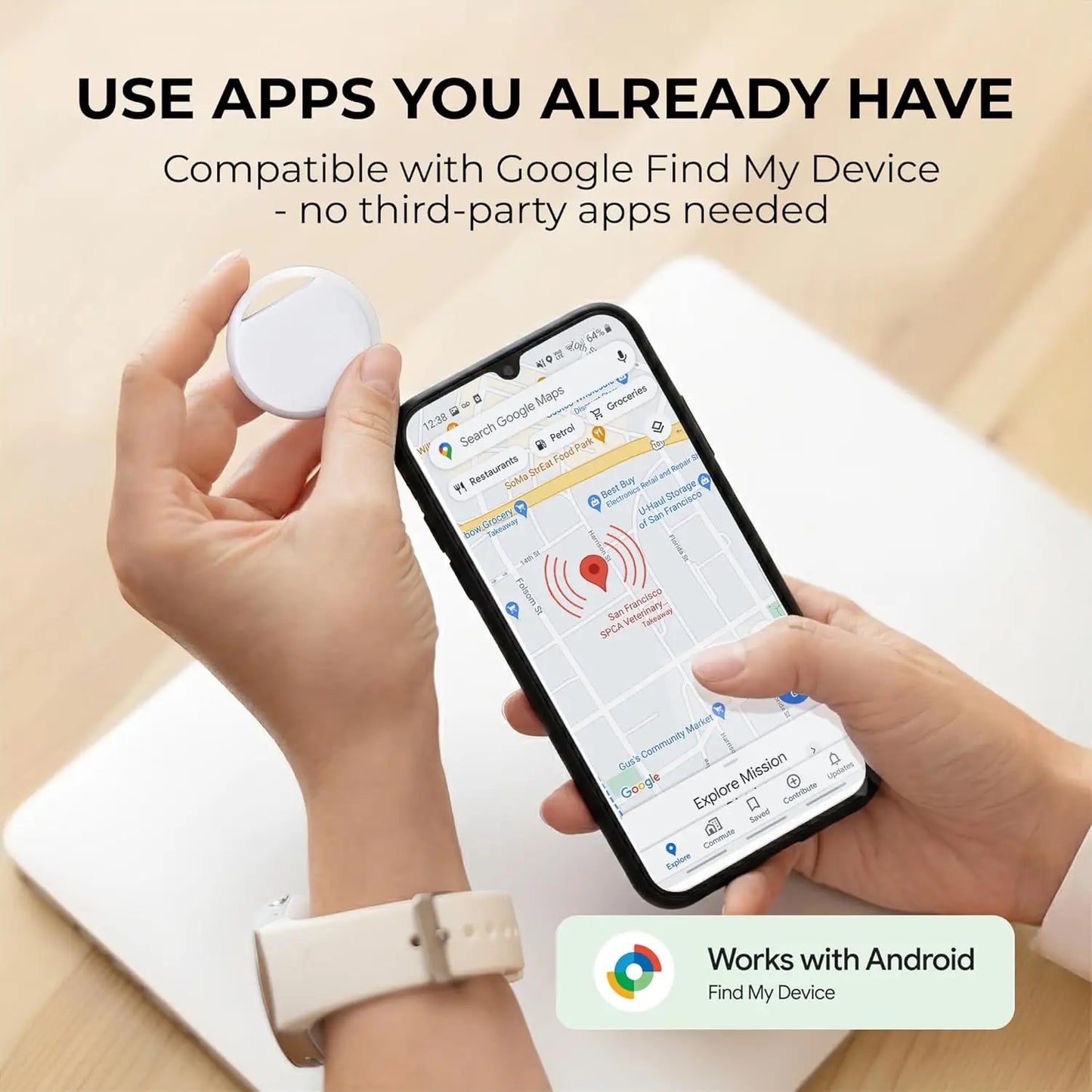 Android Smart Tag Device Tag for Keys,Wallet,Luggage,Pets Tracker Tag,Bluetooth,Works with Find My,Item Finders Tracking Tags