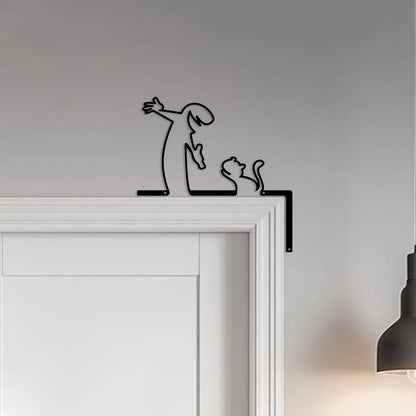 Metal Wall Decor Wrought Iron Sign Home Interior Door Frame Art Hanging Painting Room Decor Lucky Cat Home Decoration