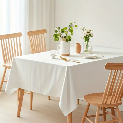 White Table Cloth Waterproof Anti Scratch Polyester Tablecloth Decorative Washable Fabric Table Cover Home Dining Buffet Part