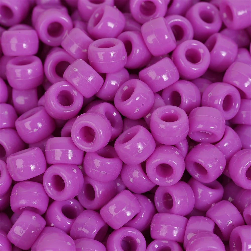 IYOE 100Pcs Pony Beads 6x9mm Glitter Acrylic Beads Luminous Spacer Beads For Diy Craft Jewelry Bracelets Making Hair Supplies