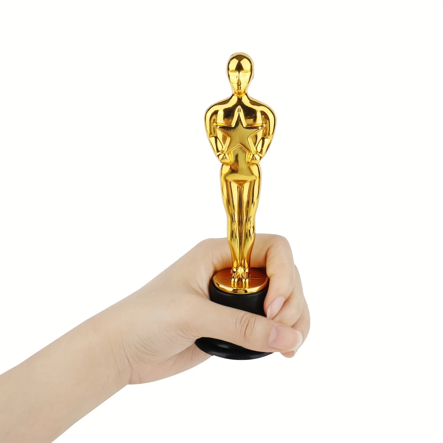 1/3/6/12pcs Golden Trophy Statuettes, Plastic Oscar Style Award Trophies for Party Decorations, Appreciation Gifts - 1pc