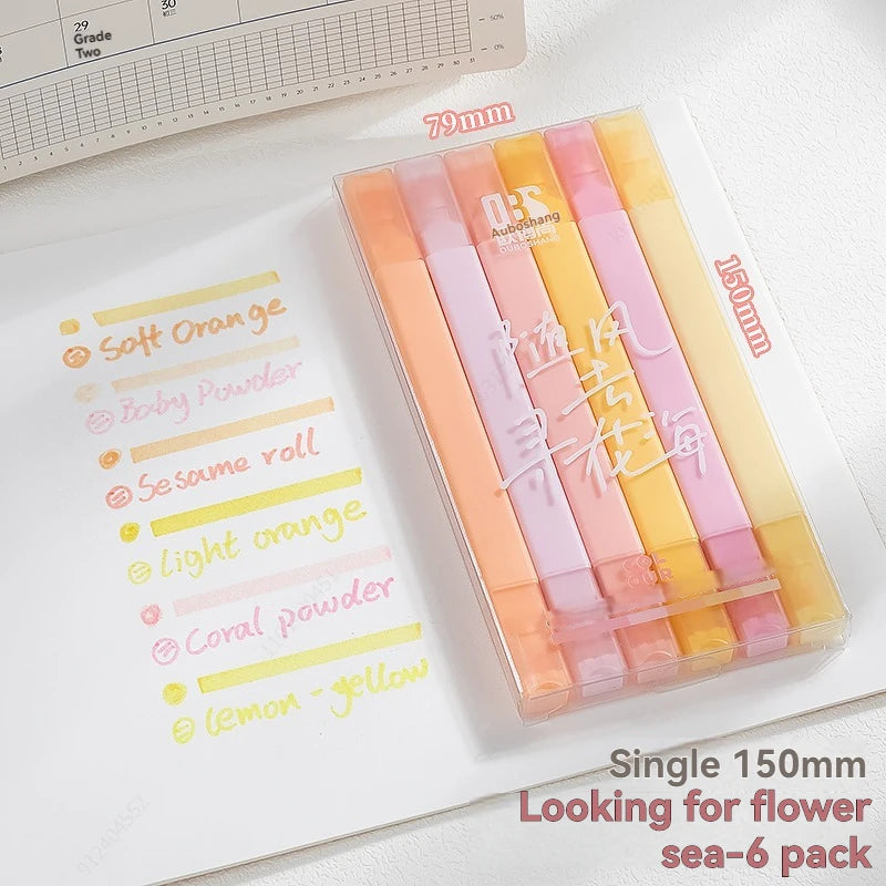 6/12 Colors Highlighters Cute Pastel Pens Bible Pens Soft Tip Aesthetics Markers Kawaii Stationary for Students School Suppli