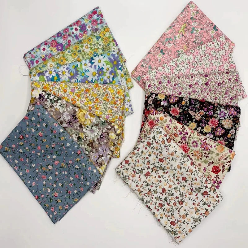 Floral Fabric Flower Cotton Printed Poplin Quilting Clothes Patchwork Muslin Sewing Accessories