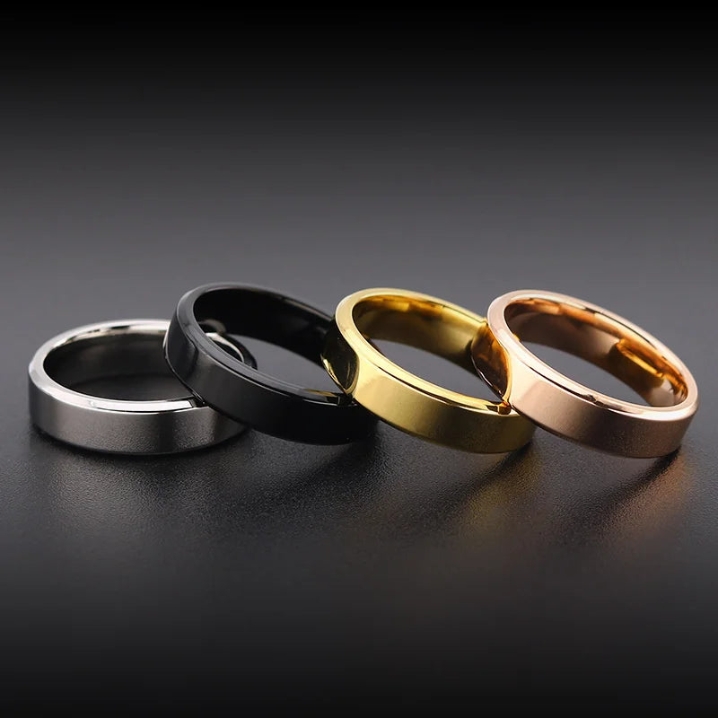 4mm 6mm 8mm Wide Stainless Steel Rings High Polished 2020 New Fashion Classic And Generous For Men's And Women's Ring Jewelry