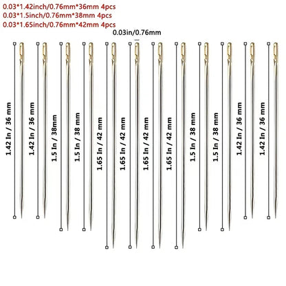 12pcs Blind Needle Elderly Needle-side Hole Hand Household Stainless Steel Sewing Needless Threading Apparel Sewing DIY