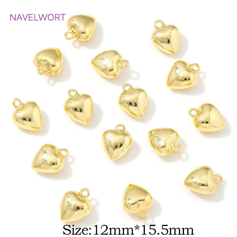 Pendants For Jewelry 18K Gold Plated Brass Heart Charms Pendants For Fashion Necklace Making Supplies DIY Jewelry Accessories