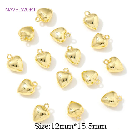 Pendants For Jewelry 18K Gold Plated Brass Heart Charms Pendants For Fashion Necklace Making Supplies DIY Jewelry Accessories