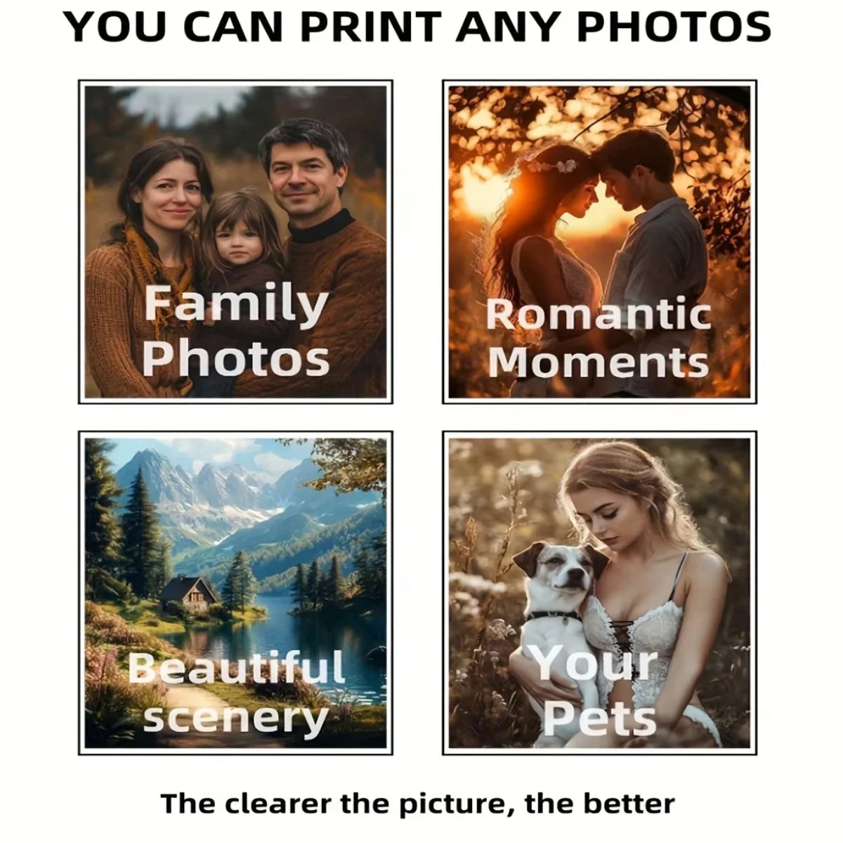 3/4/5pcs Custom Canvas Printing Personalized Photo Suitable for Family Life Pets Scenery Couple Weddings Home Decor Poster Gi