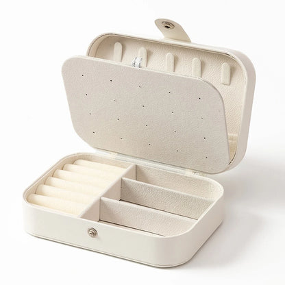 Portable Multi-Compartment Jewelry Box with Velvet Lining - Travel-Friendly Pink Jewelry Organizer for Accessories - WHITE