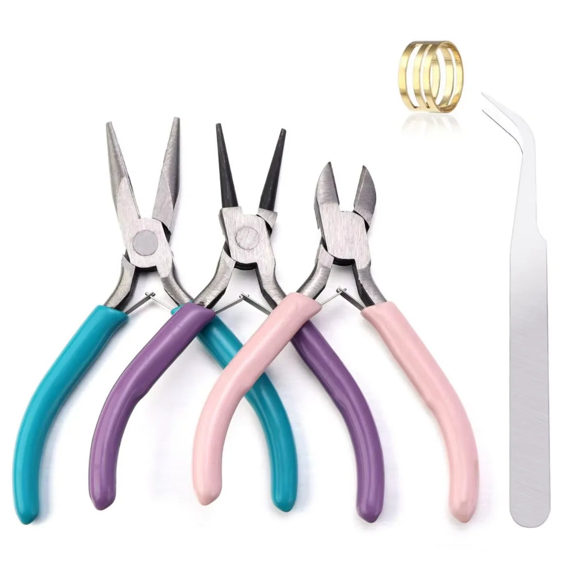 4 Pack Jewelry Pliers Jewelry Making Pliers Tools Kit with Needle Nose Pliers/Chain Nose Pliers, Round Nose Pliers