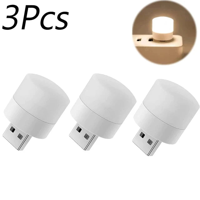 10/1PCS USB Night Light Mini LED Night Light USB Plug Lamp Power Bank Charging USB Book Lights Round Reading Eye Protection L