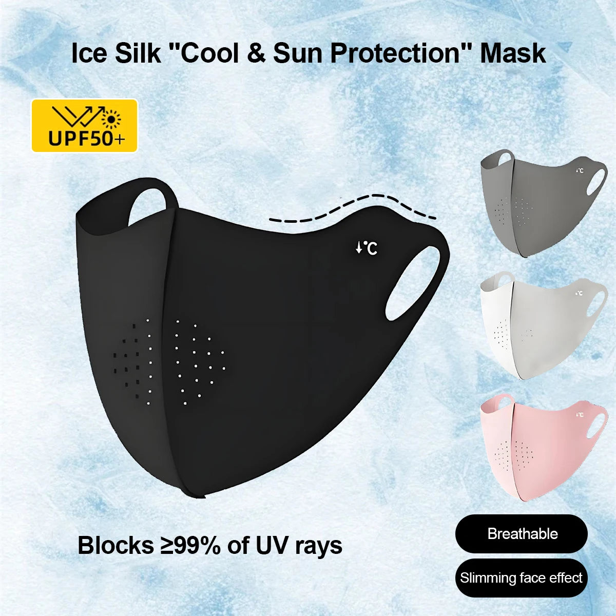 Cooling Mask for Women Men Ice Silk Driving Summer Face Cover Lightweight Washable Breathable Cycling Ice Silk Shopping Sun M