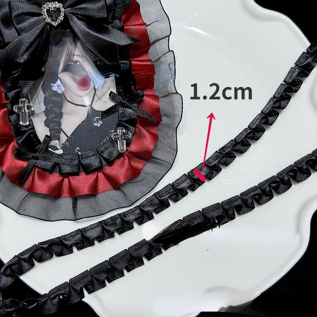 1 Meter 3.8CM Wide Double Layers Organza Satin Pleated Lace Ribbon Lolita Bags Decorative Fabric Ruffle Trim DIY Ita Bag Deco