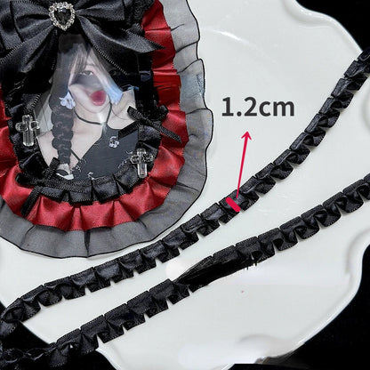 1 Meter 3.8CM Wide Double Layers Organza Satin Pleated Lace Ribbon Lolita Bags Decorative Fabric Ruffle Trim DIY Ita Bag Deco