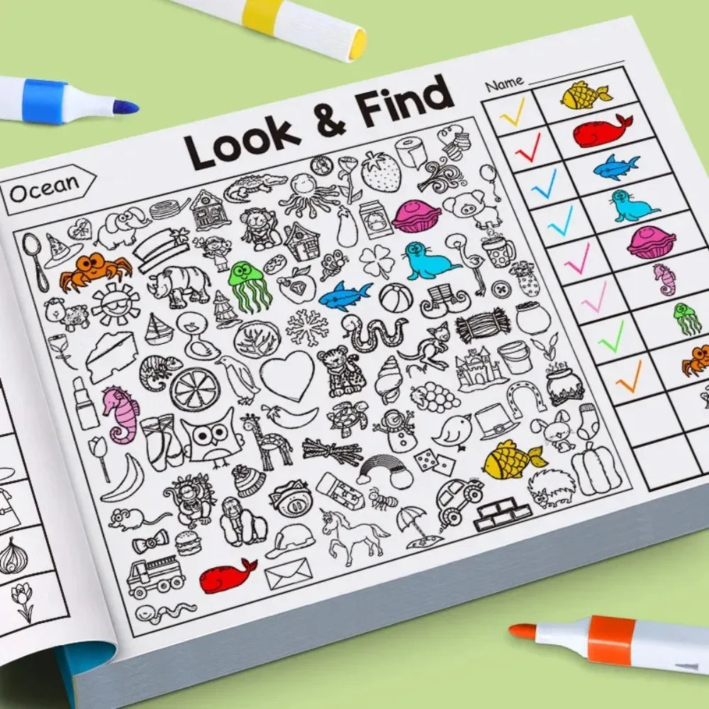 Children's Find Items Coloring & Drawing Book - Fun Concentration & Attention Exercise Early Education Activity Book