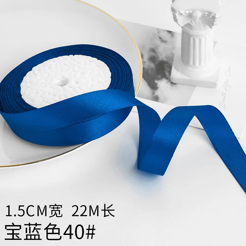 Wusmart 22Meters/Roll 1.5cm Single Face Satin Ribbon DIY Handmade Crafts Fabric Christmas Wedding Decoration Silk Ribbons - R
