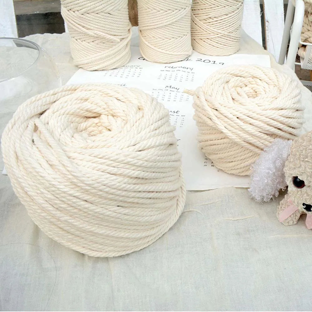 Macrame Cord 1/2/3/4/5/6/8/10/12mm Natural Cotton Cord Twisted Macrame Rope String DIY Craft Knitting Making Plant Hangers
