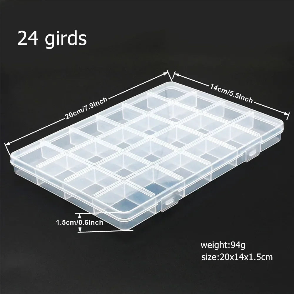 6–32 Compartment Plastic Storage Organizer Box for Beads, Jewelry & Craft Supplies - 24 girds