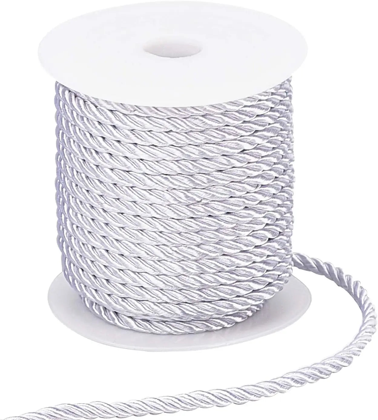 5MM Twisted Cord Rope Trim Craft Decorative Polyester Rope Handmade Cording for Sewing Crafts Upholstery Home Decor 5m - Whit