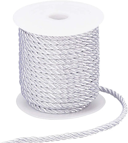 5MM Twisted Cord Rope Trim Craft Decorative Polyester Rope Handmade Cording for Sewing Crafts Upholstery Home Decor 5m - Whit