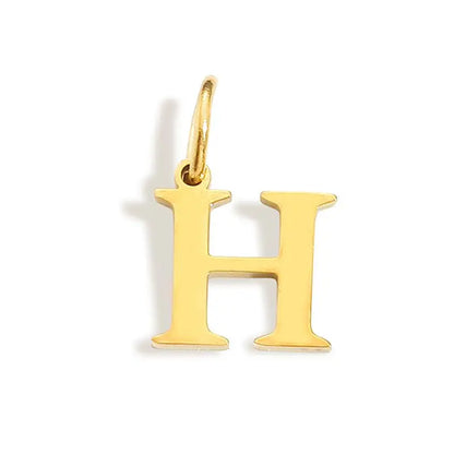 26 Letter Alphabet Initial 10mm Charm Pendant Jewelry Gold Stainless Steel Simple PVD Plated DIY Necklace Bracelet Jewelry - 