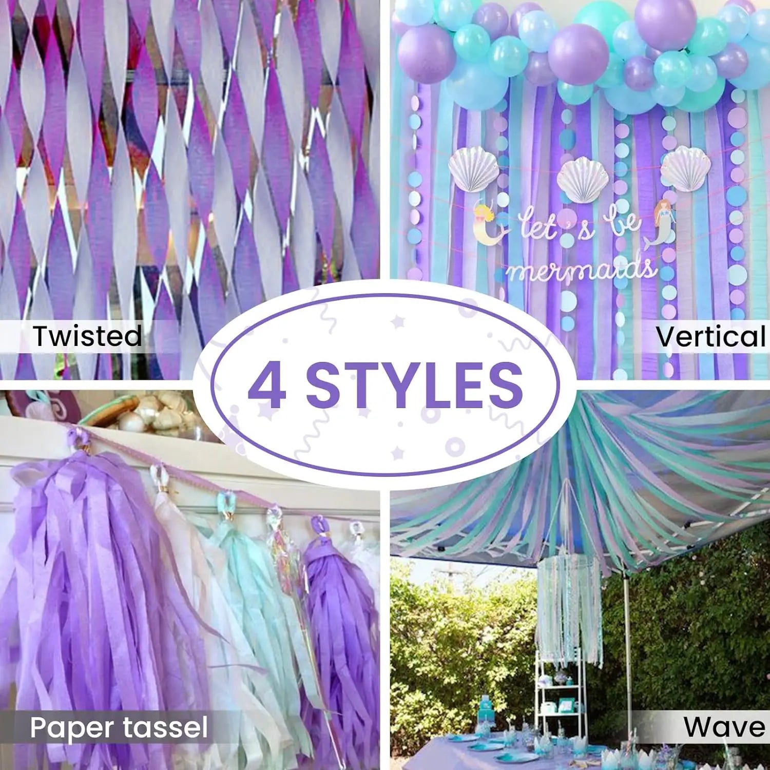 3pcs/set Rainbow Crepe Paper Streamers for Wedding Birthday Party Backdrop Decoration Colorful Paper Crepe Garland Ribbon Dec