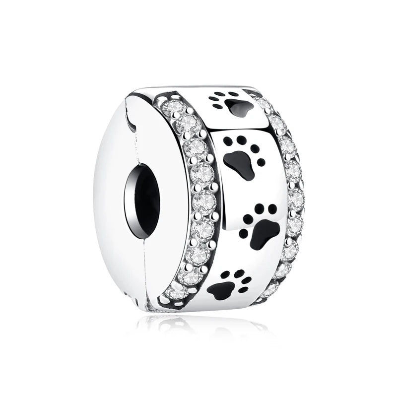 Original 925 Sterling Silver Charms Love Pets Dog Cat Paw Print Pendant Beads Fit Brand Bracelets Necklaces Women DIY Jewelry