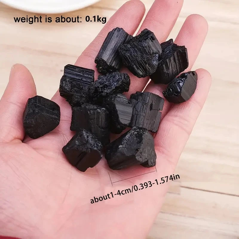 100g/bag Natural Black Tourmaline Stones Raw Ore Irregular Crystals Mineral Specimen
