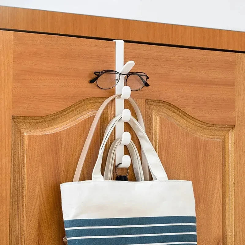 1pc Bedroom Door Hanger Clothes Hanging Rack Over The Door Plastic Home Storage Organization Hooks, Purse Holder For Bags Rai