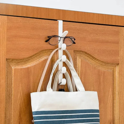 1pc Bedroom Door Hanger Clothes Hanging Rack Over The Door Plastic Home Storage Organization Hooks, Purse Holder For Bags Rai
