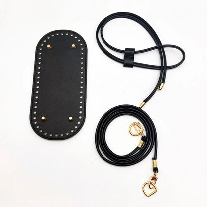 3Pcs DIY Purse Making Kit with Chain PU Leather Bucket Bag Base & Shoulder Strap Crochet Handbag Accessories ﻿