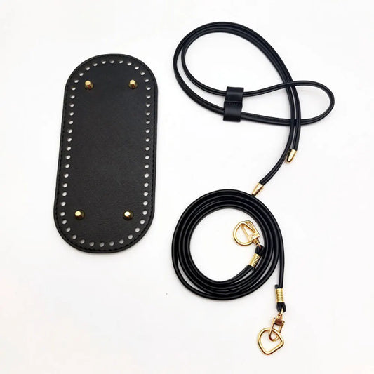 3Pcs DIY Purse Making Kit with Chain PU Leather Bucket Bag Base & Shoulder Strap Crochet Handbag Accessories ﻿