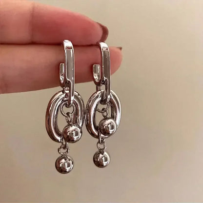 Vintage Geometry Irregular Eardrop Personality Asymmetry Dripping Oil Earrings for Women Fashion Daily Commuting Jewelry Gift