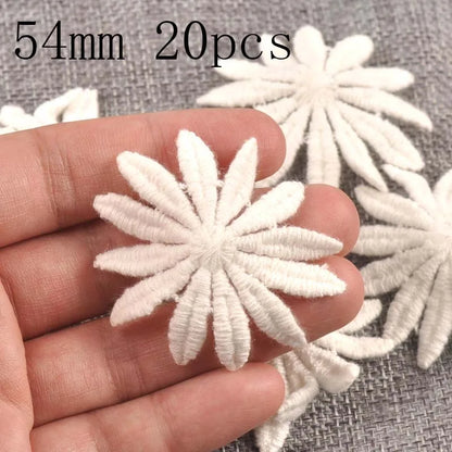 Flower White Lace Applique Mesh Trim For Sew On Guipure Fabric Wedding Supplies Home Decoration - 54mm 20pcs