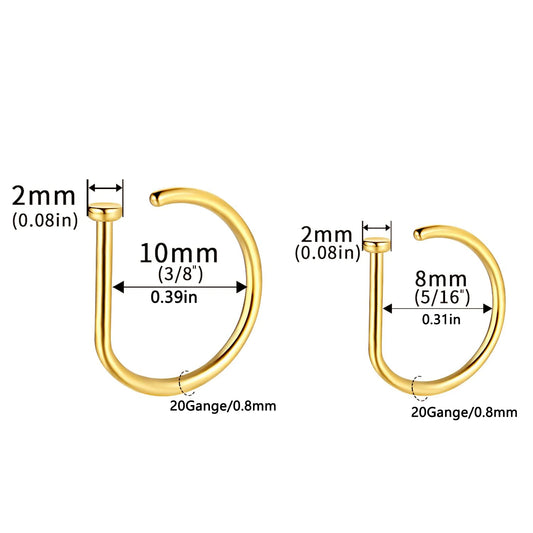 Fake Nose Ring Hoop Lip Labret Ring for Women Non Pierce Hoop Nose Ring Septum Hoop Ring Tragus Rook Ring Non Piercing Jewelr