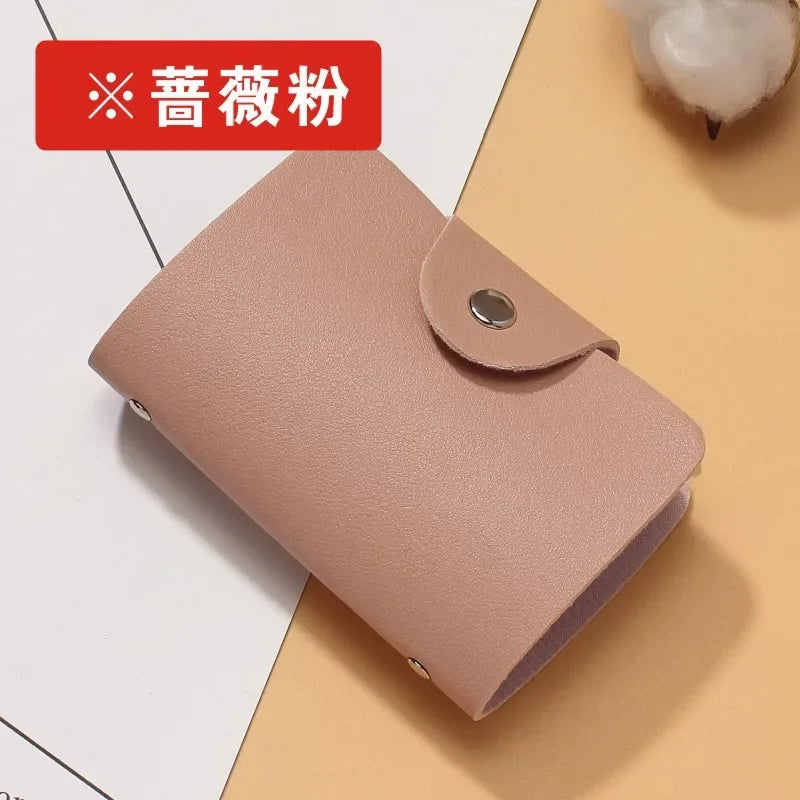 Business Card Holder Anti-theft ID Credit Card Holder Fashion Women's 24 Cards Slim PU Leather Pocket Case Coin Purse Wallet