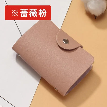 Business Card Holder Anti-theft ID Credit Card Holder Fashion Women's 24 Cards Slim PU Leather Pocket Case Coin Purse Wallet 
