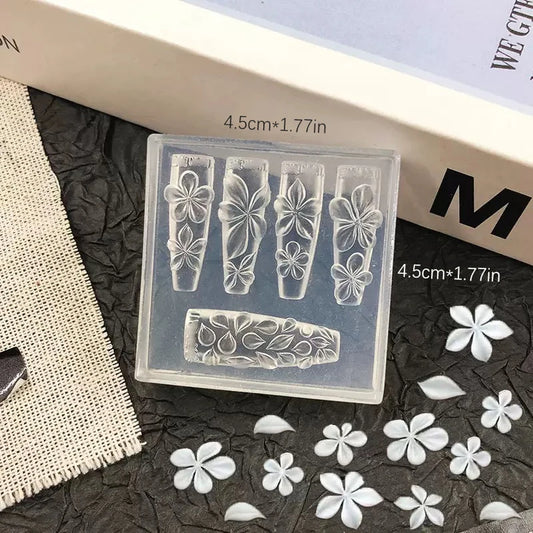 Summer Flowers Designer Acrylic Nail Mold DIY Nail Art Decoration Transparent Manicure Template