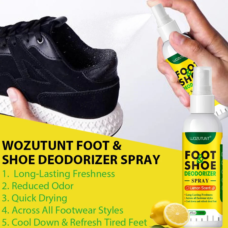 100ml Foot Shoes Deodorizer Spray Lemon Perfume Feet Shock Odor Nemesis Deodorant Removal Antibacterial Refresh Stink Freshen