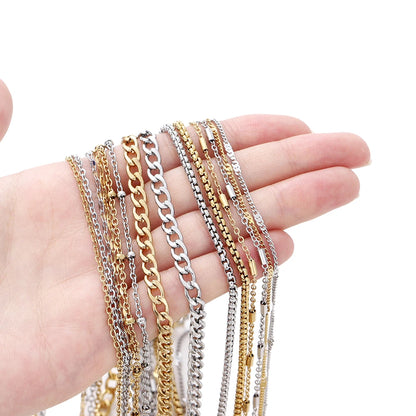 2Meters/Lot Stainless Steel Chains Gold Color Chain for Jewelry Making DIY Necklace Bracelet Accessories Lips Beads Beaded Ch