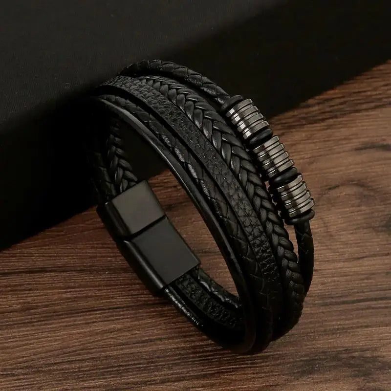 Classic Men's Leather Bracelet New Style Hand-woven Multi-layer Combination Accessory Fashion Man Jewelry