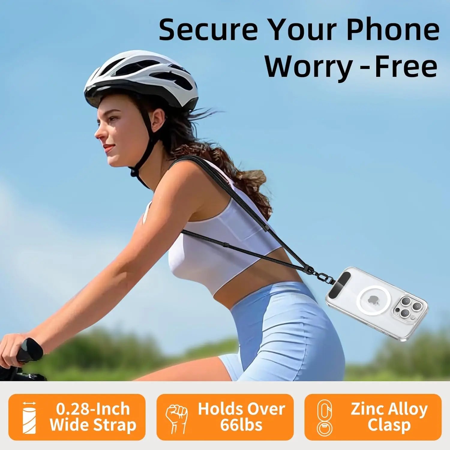 Universal Adjustable Phone Lanyard Crossbody Necklace Strap Phone Case Long Hanging Rope with Clip Anti-Lost Durable and Stur