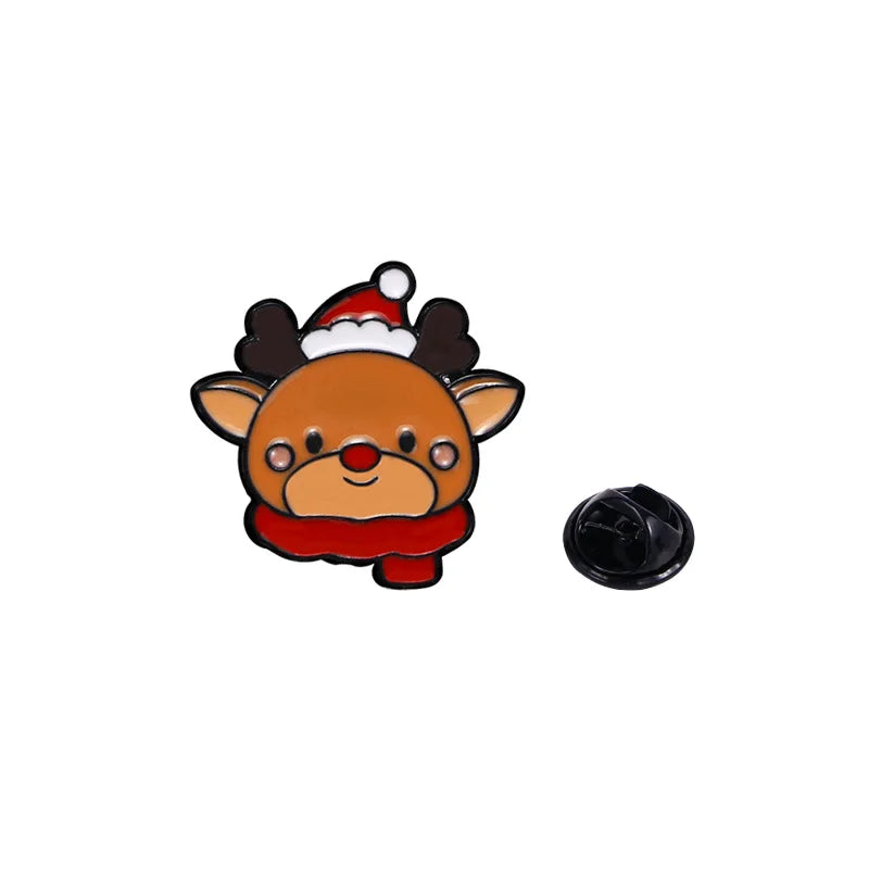 8pcs Cute Cartoon Christmas Day Enamel Brooch Creative Santa Claus Snowman Tree Lapel Pin Badge Backpack Clothing Accessories