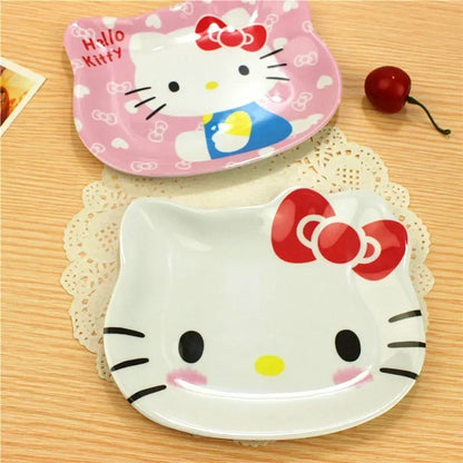 Anime Kawaii Hello Kitty Big Head Plate. Super Cute Plate Is Designed for Girls. It's a Charming Addition to Any Kitchen or H